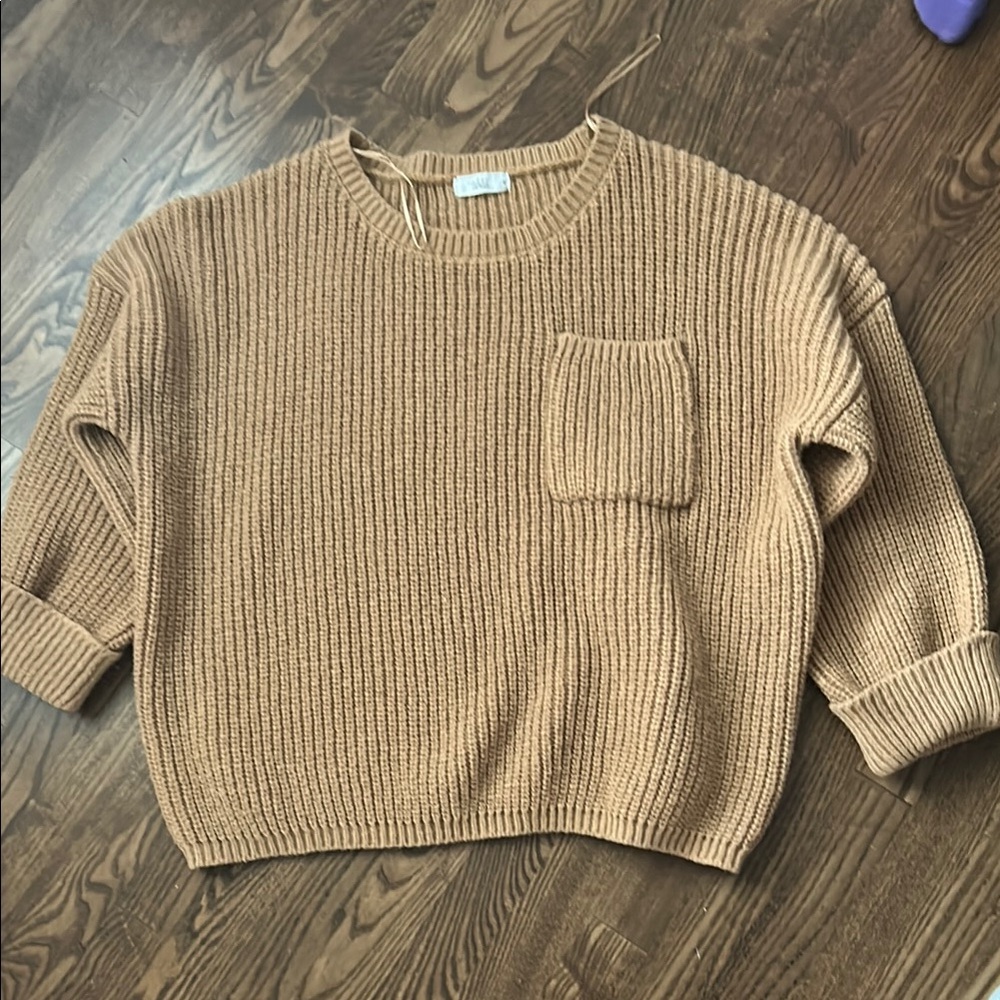 TALULAH Camel/Tan Ribbed Crewneck Sweater